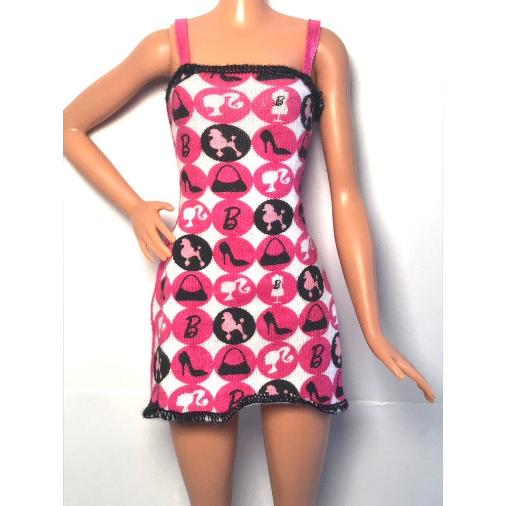 Barbie Doll Clothing Pink-tastic Circle Print Silhouette Poodle Mini Dress